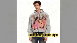 헤비급 후디 커스텀 스트리트웨어 라인스톤 프린트